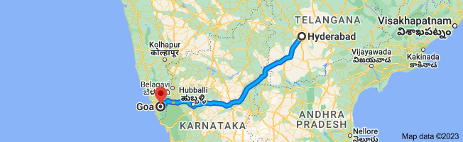 Popular routes from Hyderabad to Goa road trip